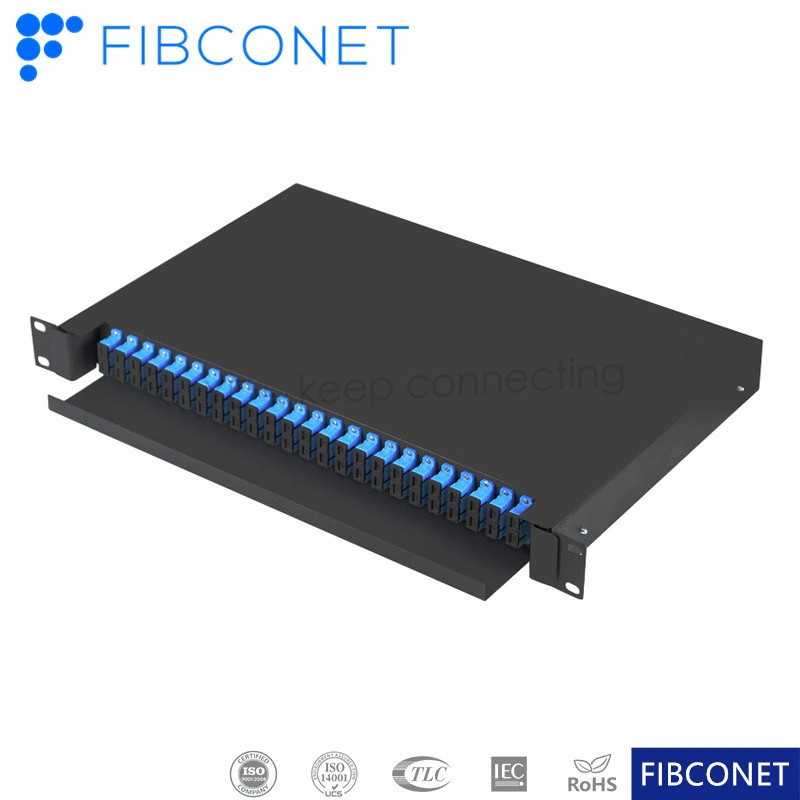 FTTH 1u 19inch 12/24/48 Cores Indoor Outdoor Sc LC FC St Optical Fiber Patch Panel