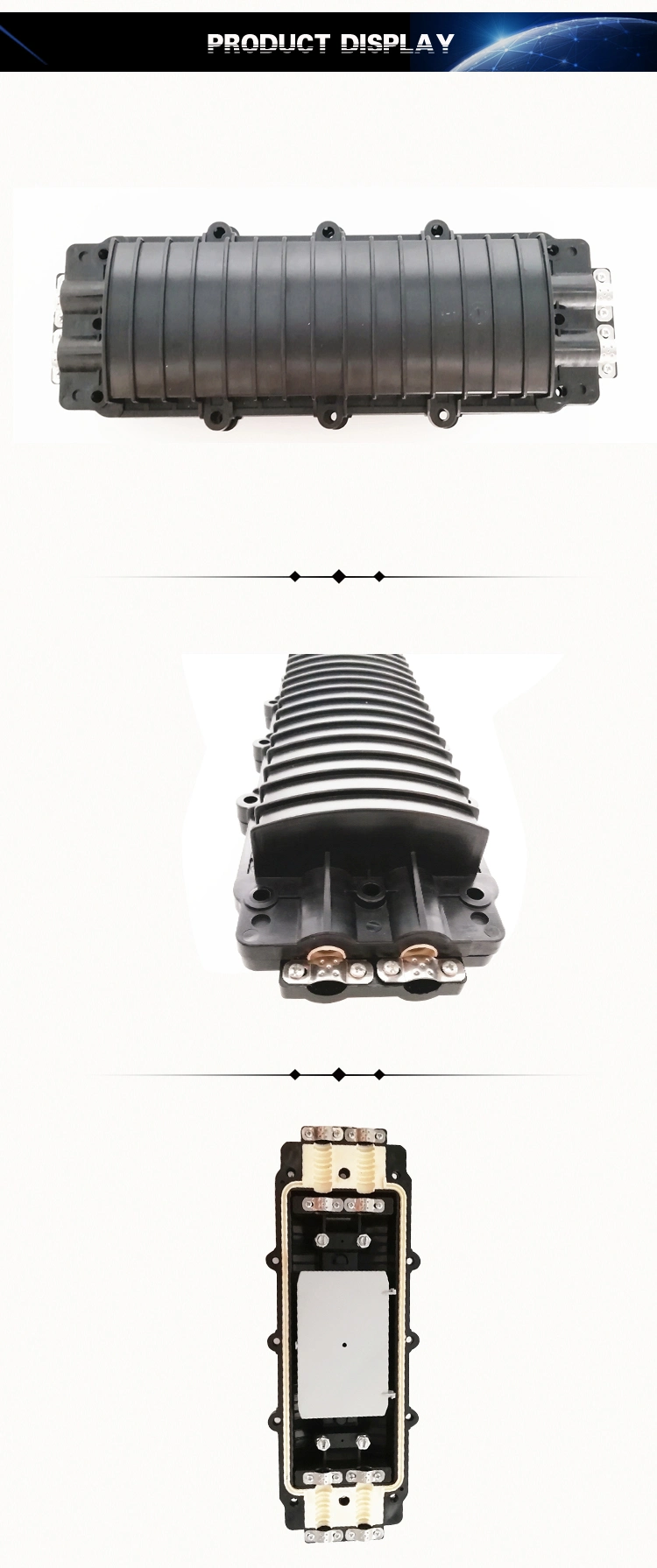 FTTX Communication Underground 2 in 2 out Inline Fiber Optic Distribution Cable Splice Joint Closure